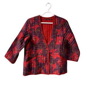 Gudrun Sjoden Womens Quilted Cotton Jacket Size S Colorful Floral Fall Lagenlook